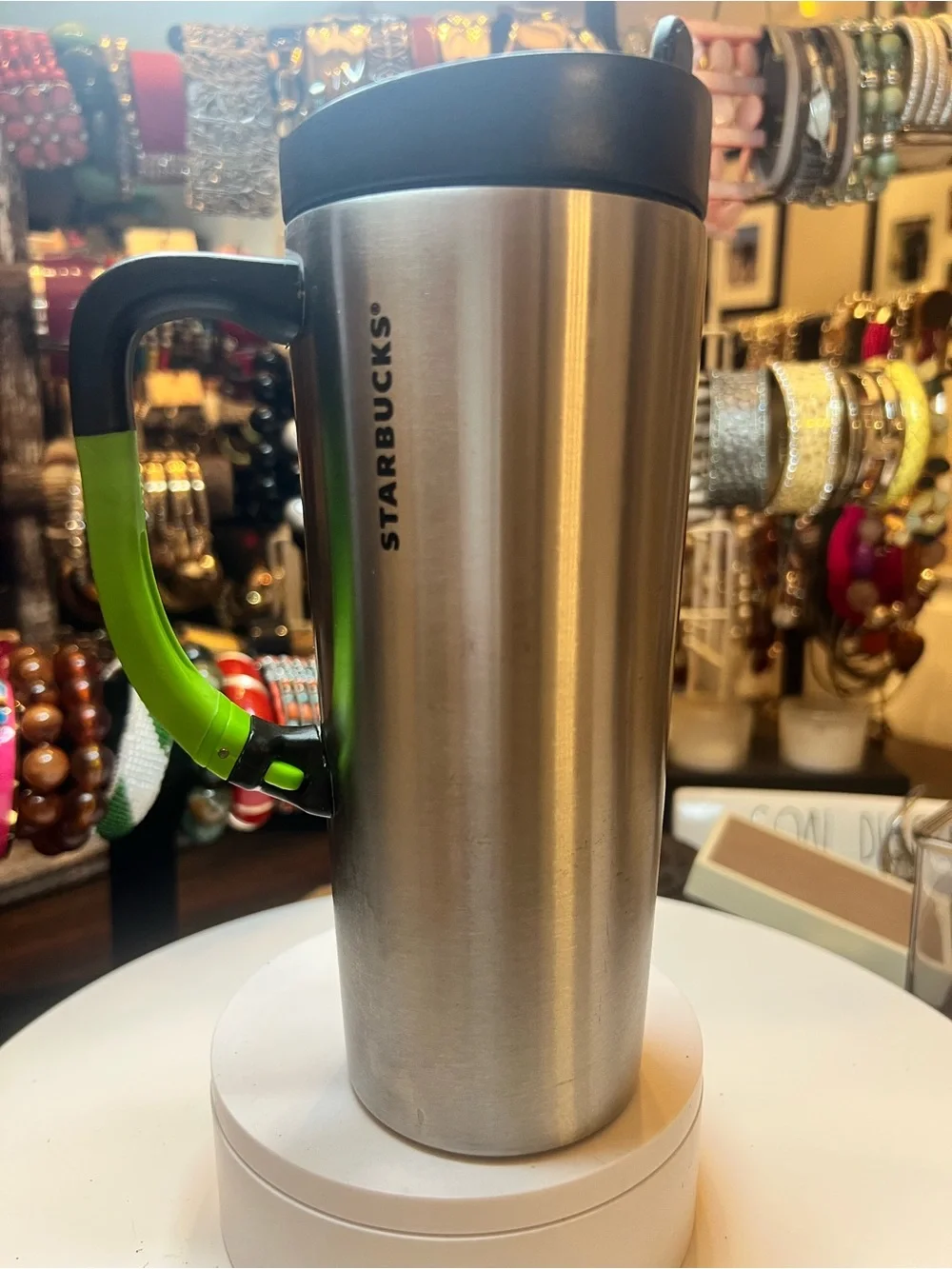 Starbucks Stainless Steel Travel Mug with Green Handle